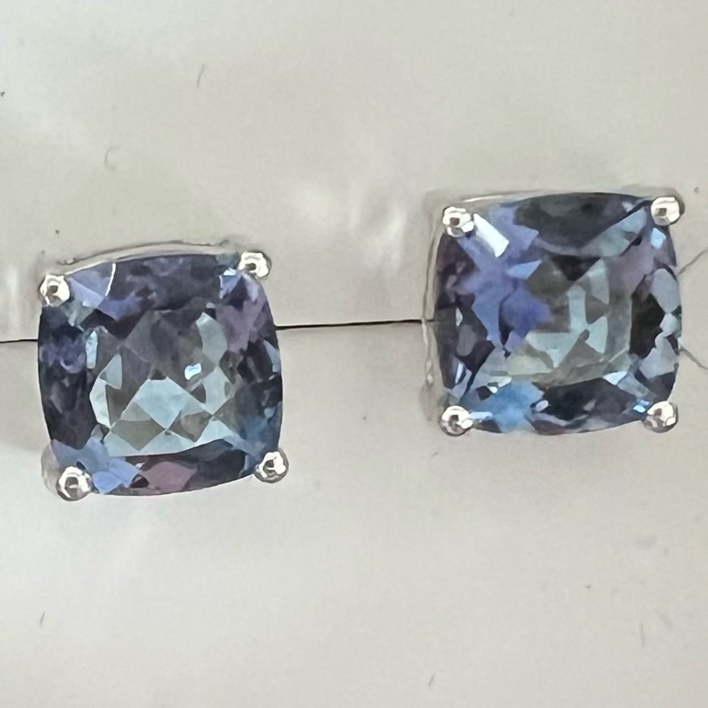 Blue and silver stud earrings